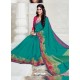 Classy Teal Designer Raw Silk Sari