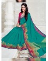 Classy Teal Designer Raw Silk Sari