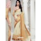 Awesome Off White Designer Raw Silk Sari