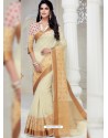 Awesome Off White Designer Raw Silk Sari