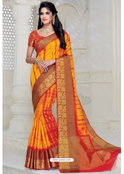 Classy Yellow Designer Raw Silk Sari