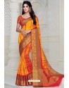 Classy Yellow Designer Raw Silk Sari