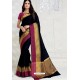 Classy Black Designer Raw Silk Sari