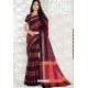 Classy Deep Wine Designer Raw Silk Sari