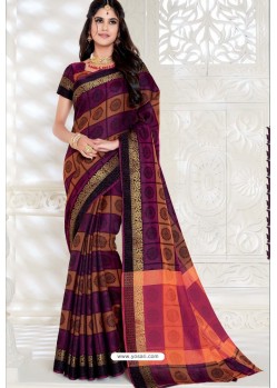 Classy Deep Wine Designer Raw Silk Sari