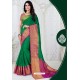 Classy Forest Green Designer Raw Silk Sari