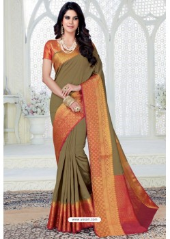 Classy Mehendi Designer Raw Silk Sari