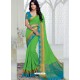 Classy Parrot Green Designer Raw Silk Sari