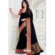 Classy Black Designer Raw Silk Sari