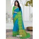 Classy Blue Designer Raw Silk Sari