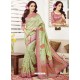 Classy Green Raw Silk Embroidered Sari