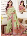 Classy Green Raw Silk Embroidered Sari