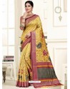 Awesome Yellow Raw Silk Embroidered Sari