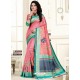 Trendy Pink Raw Silk Embroidered Sari