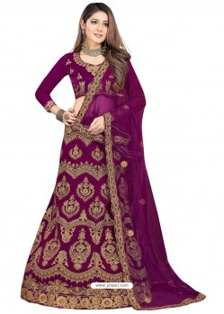 Fabulous Purple Heavy Embroidered Wedding Lehenga Choli