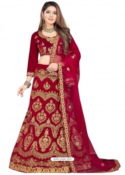 Fabulous Red Heavy Embroidered Wedding Lehenga Choli