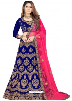 Fabulous Royal Blue Heavy Embroidered Wedding Lehenga Choli