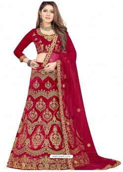 Fabulous Maroon Heavy Embroidered Wedding Lehenga Choli