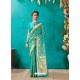 Classy Aqua Mint Designer Banarasi Silk Sari