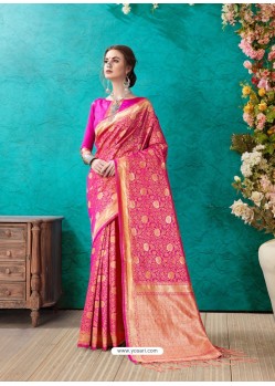 Awesome Rani Designer Banarasi Silk Sari