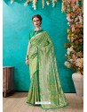 Classy Forest Green Designer Banarasi Silk Sari