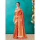 Classy Orange Designer Banarasi Silk Sari