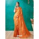 Classy Orange Designer Banarasi Silk Sari