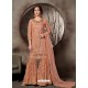 Fabulous Light Orange Embroidered Palazzo Salwar Suit