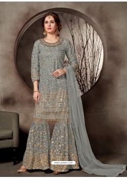 Ravishing Grey Embroidered Palazzo Salwar Suit