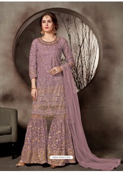 Ravishing Dusty Pink Embroidered Palazzo Salwar Suit