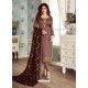 Fabulous Brown Embroidered Designer Churidar Salwar Suit