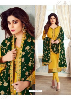 Fabulous Yellow Embroidered Designer Churidar Salwar Suit