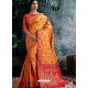 Classy Orange Designer Banarasi Silk Sari