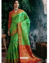 Awesome Green Designer Banarasi Silk Sari