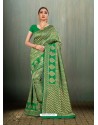 Classy Forest Green Banarasi Silk Embroidered Sari