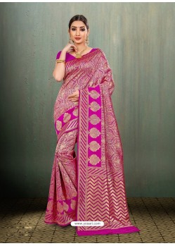 Awesome Medium Violet Banarasi Silk Embroidered Sari