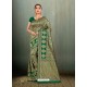 Trendy Dark Green Banarasi Silk Embroidered Sari