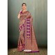 Trendy Purple Banarasi Silk Embroidered Sari