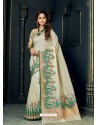 Classy Off White Designer Silk Sari