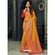 Trendy Mustard Designer Silk Sari