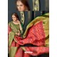 Classy Dark Peach Designer Silk Sari