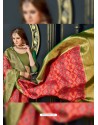 Classy Dark Peach Designer Silk Sari