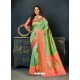 Classy Olive Green Designer Silk Sari