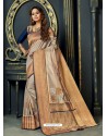 Awesome Beige Designer Silk Sari