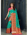 Classy Firozi Designer Silk Sari