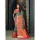 Classy Grey Designer Silk Sari