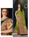 Classy Parrot Green Designer Silk Sari