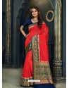 Classy Red Designer Silk Sari