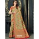 Awesome Beige Designer Silk Sari