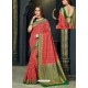 Classy Red Designer Silk Sari